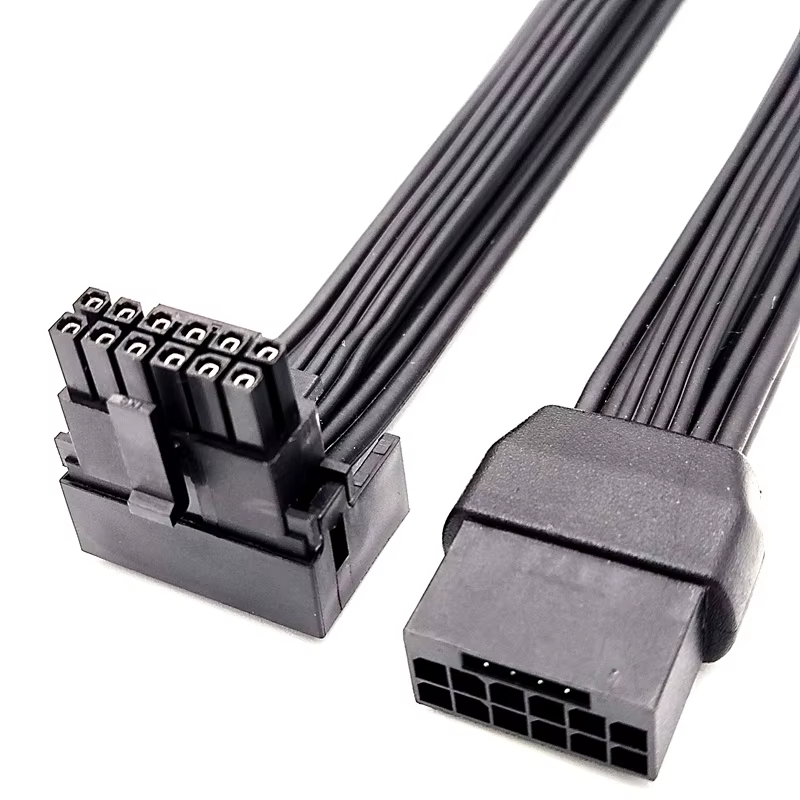 PCI-e 5.0 12VHPWR 16Pin Right Angle Adapter Female to Male Extension Cable, 16AWG 600W 12VHPWR 90 Degree Adapter for 4080 4090