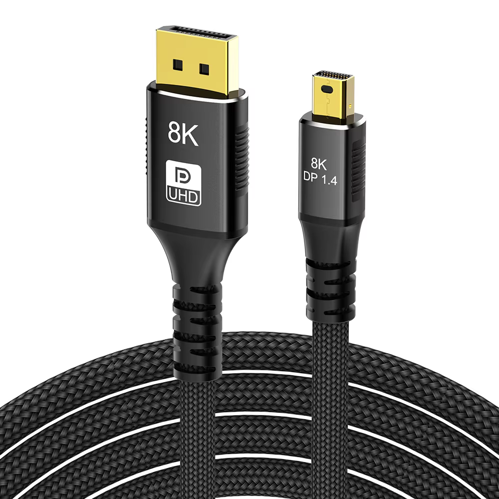 Mini USB DP 2m 屏蔽 尼龙编织 镀锡铜导体 DisplayPort 视频线
