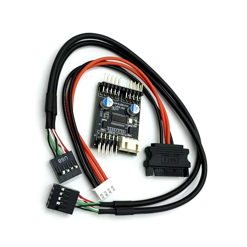 USB2.0 Dual 9-Pin Multi-function Expansion Hub with Cable for Desktop Motherboard-Stock Product 2-4 Ports