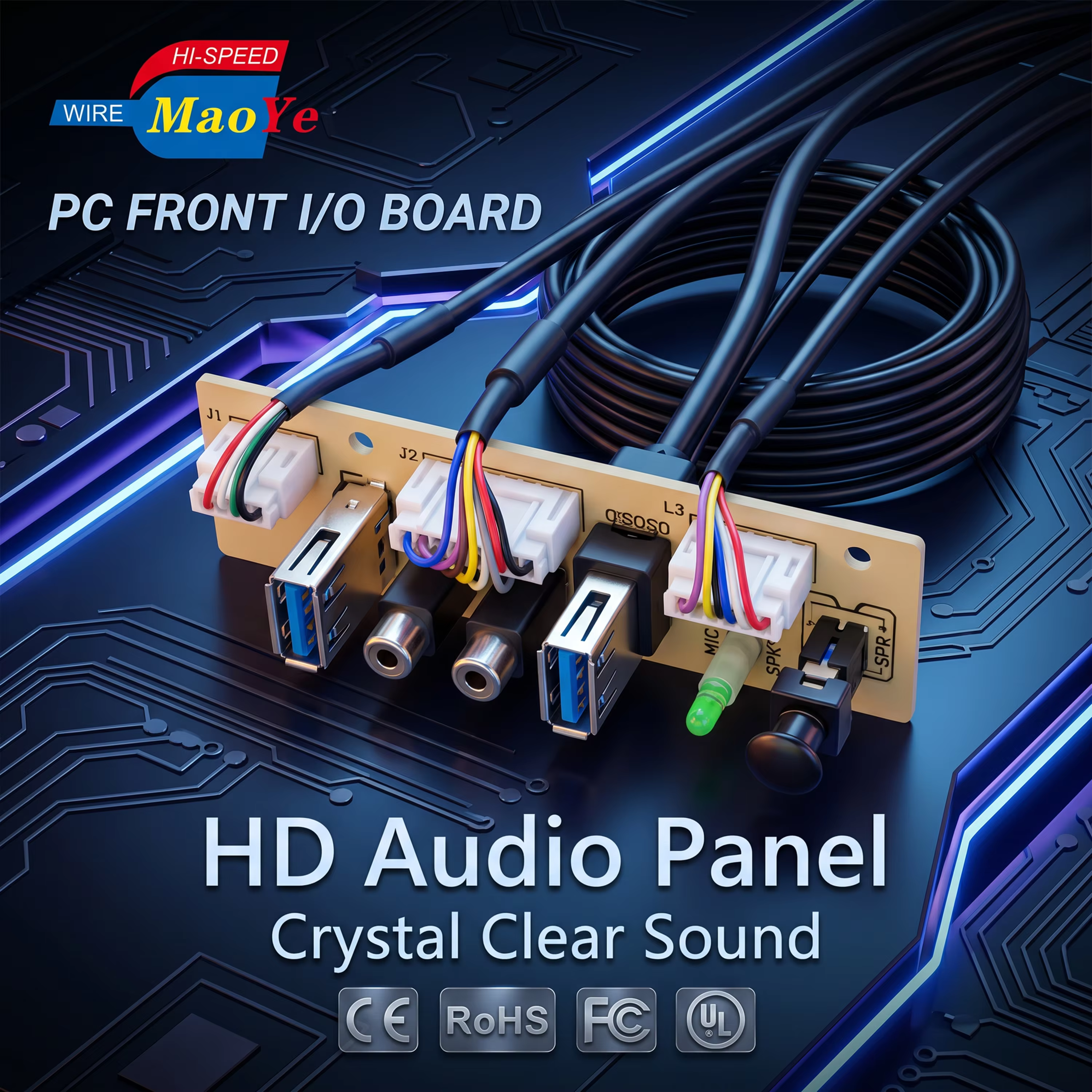High Quality PC Case Front Panel I/O Board Dual USB3.0 HD Audio Power Reset Switch LED Durable ABS PVC Housing in Stock