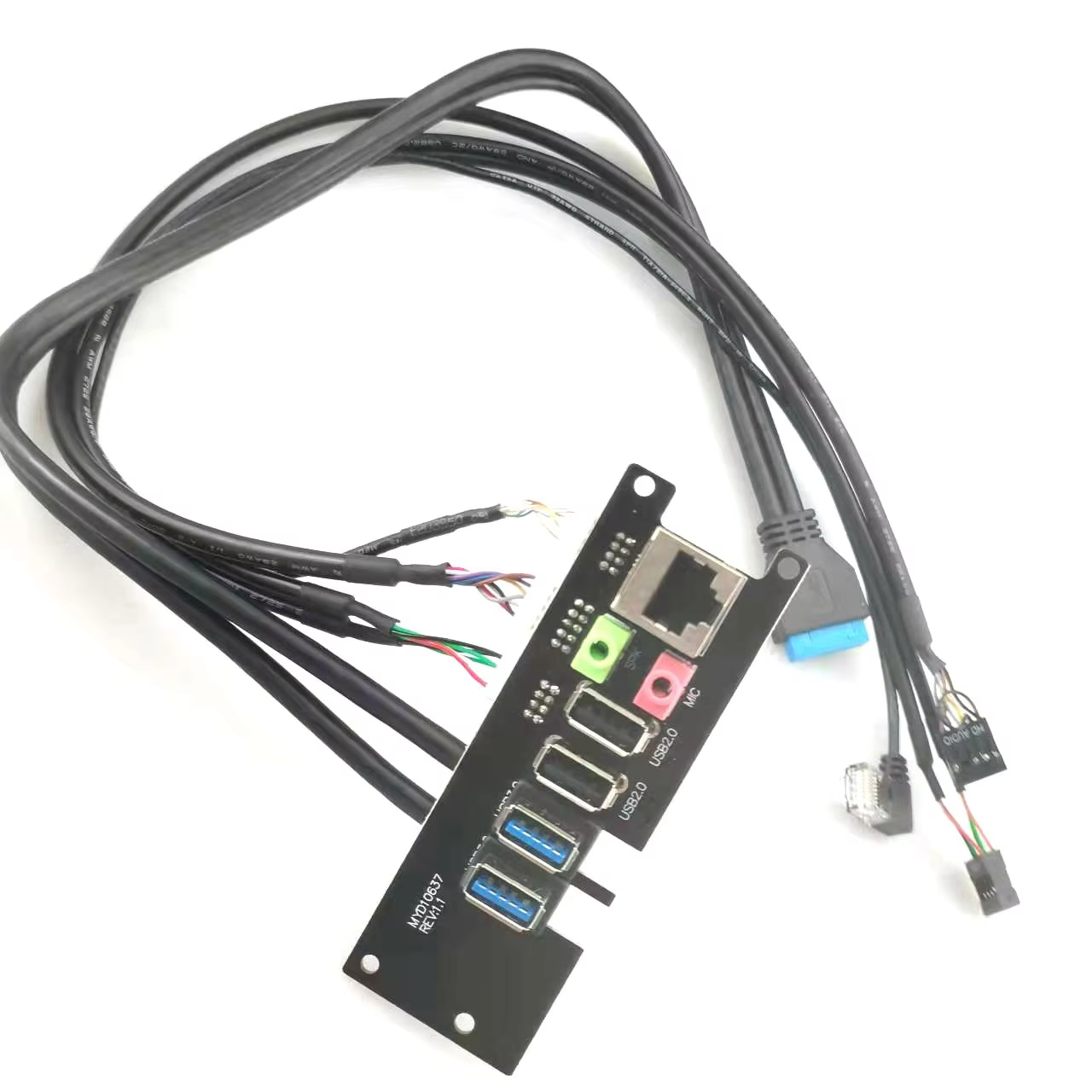 RJ45 + USB 3.0/2.0 + 麦克风/耳机 电脑机箱前置 I/O 线缆组件