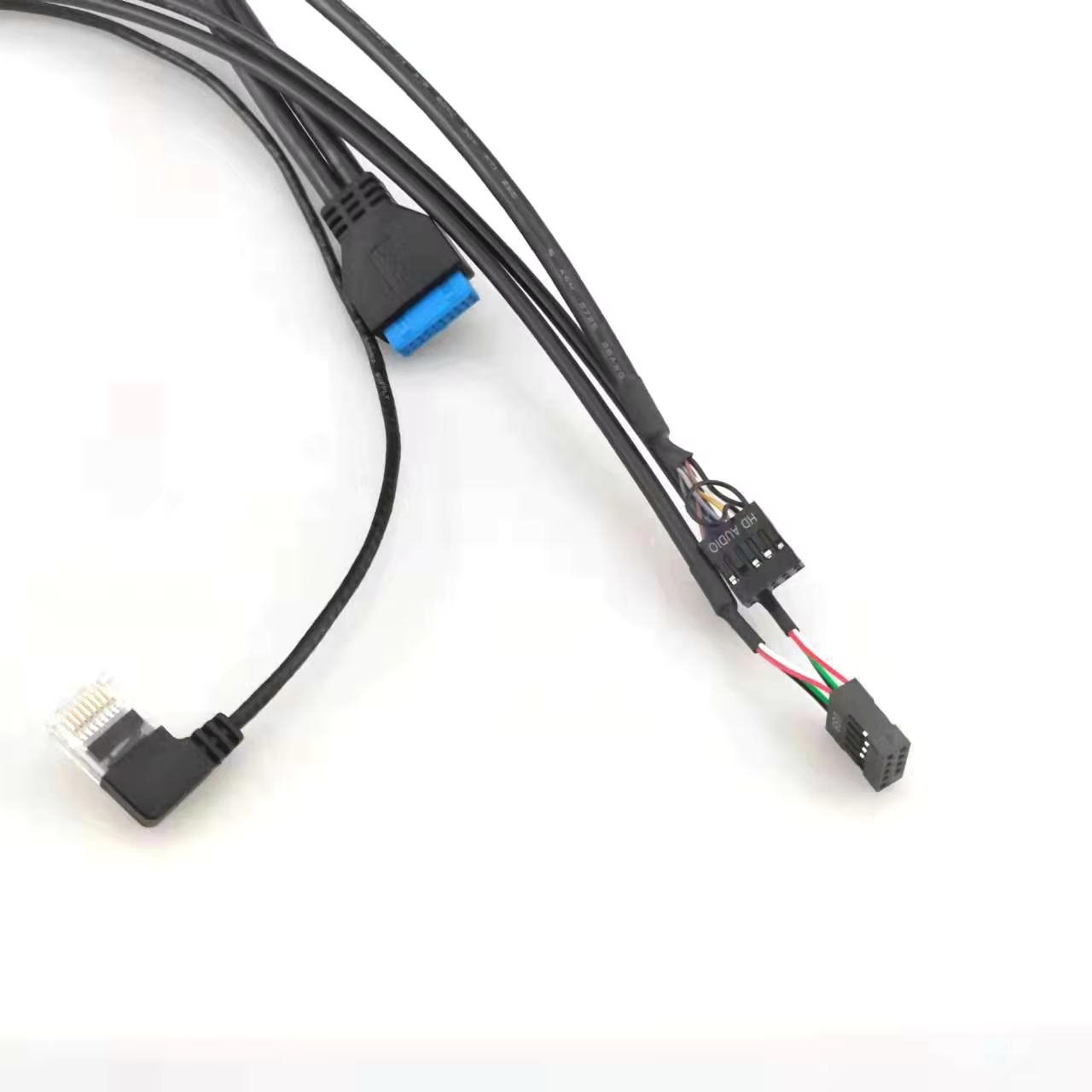 RJ45 + USB 3.0/2.0 + 麦克风/耳机 电脑机箱前置 I/O 线缆组件