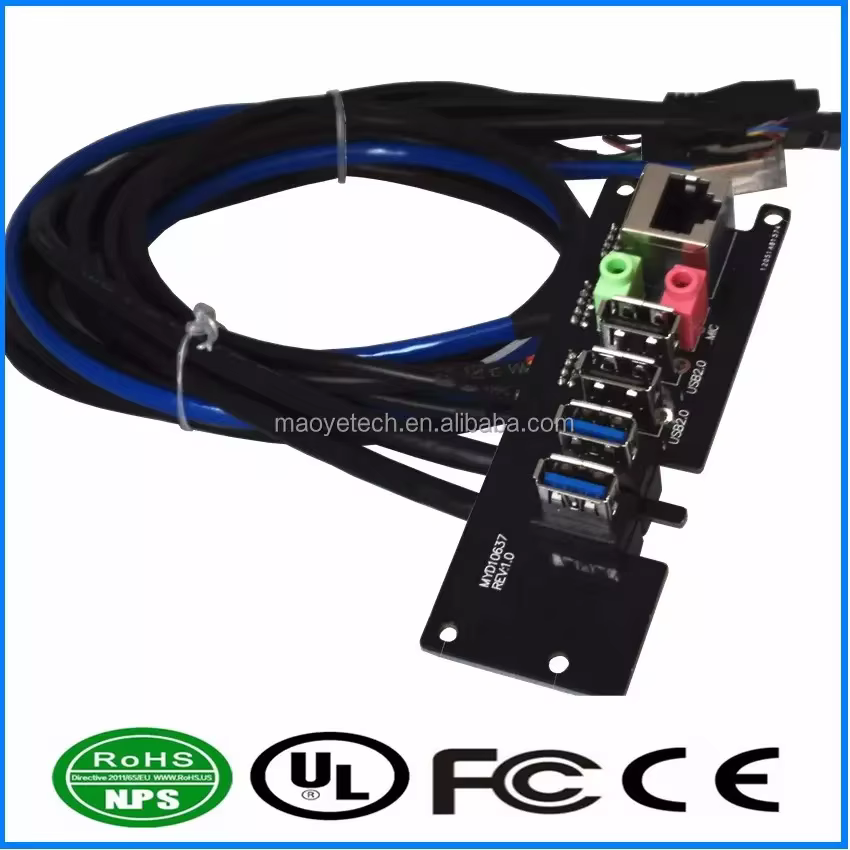 Maoye PC Computer Case Front Panel USB 3.0 Audio Port Mic Earphone Cable PVC Jacket Braid 90cm Length 3A Fast Charging