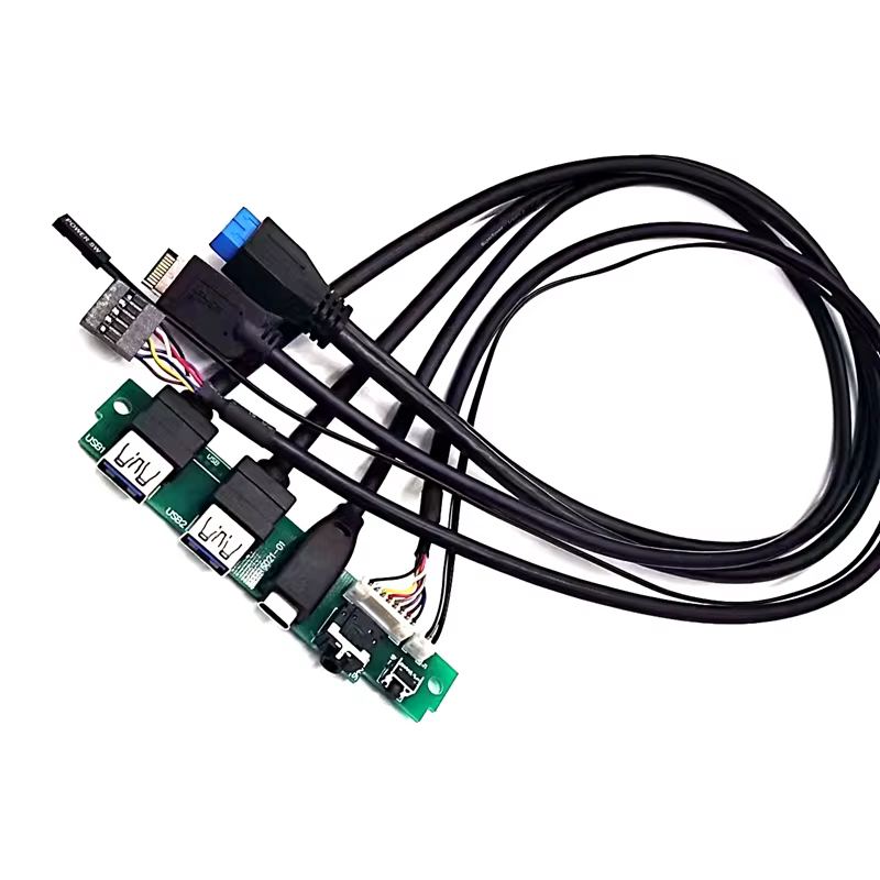 New Type C Type E Computer Case with Front Panel Cable with USB Audio Ports Plastic Material Includes Power Supply