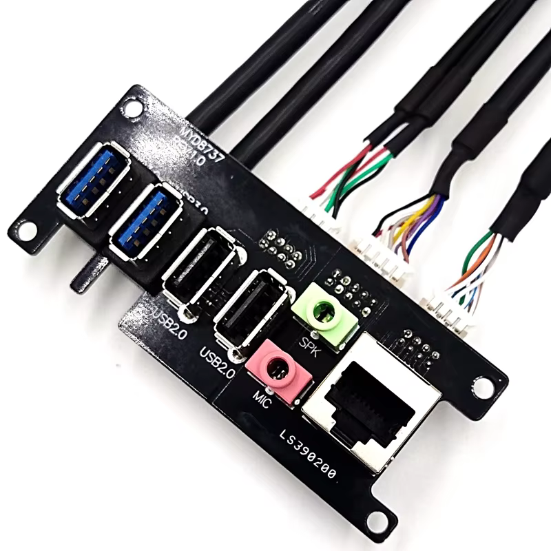 雙 USB 3.0 + 雙 USB 2.0 + RJ45 + HD Audio 電腦機殼前置 I/O 線纜組件