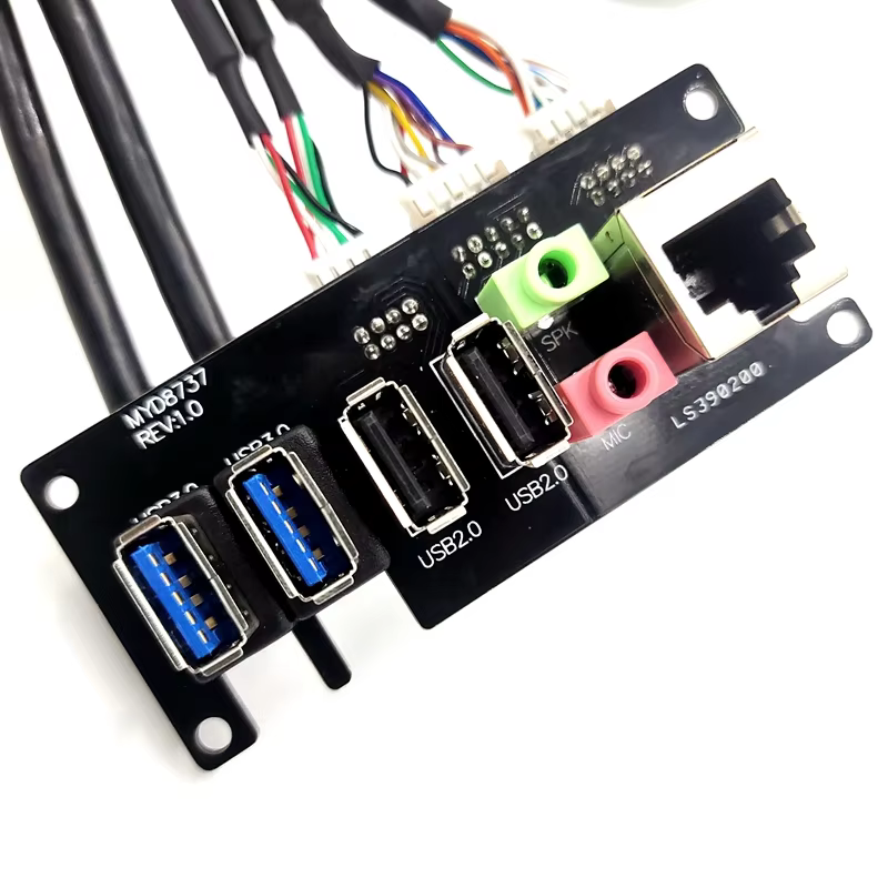 雙 USB 3.0 + 雙 USB 2.0 + RJ45 + HD Audio 電腦機殼前置 I/O 線纜組件