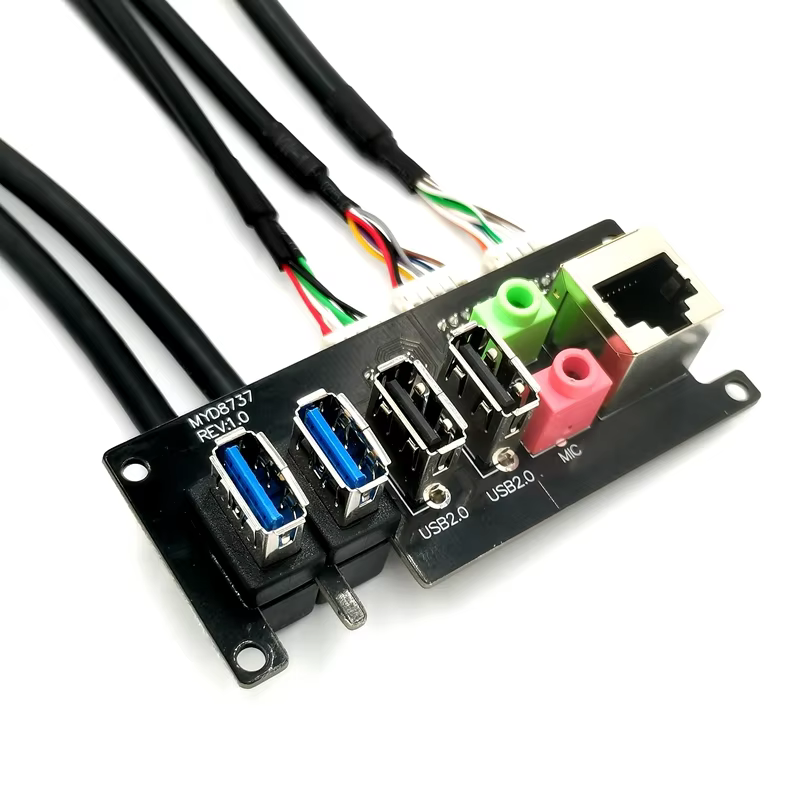 雙 USB 3.0 + 雙 USB 2.0 + RJ45 + HD Audio 電腦機殼前置 I/O 線纜組件
