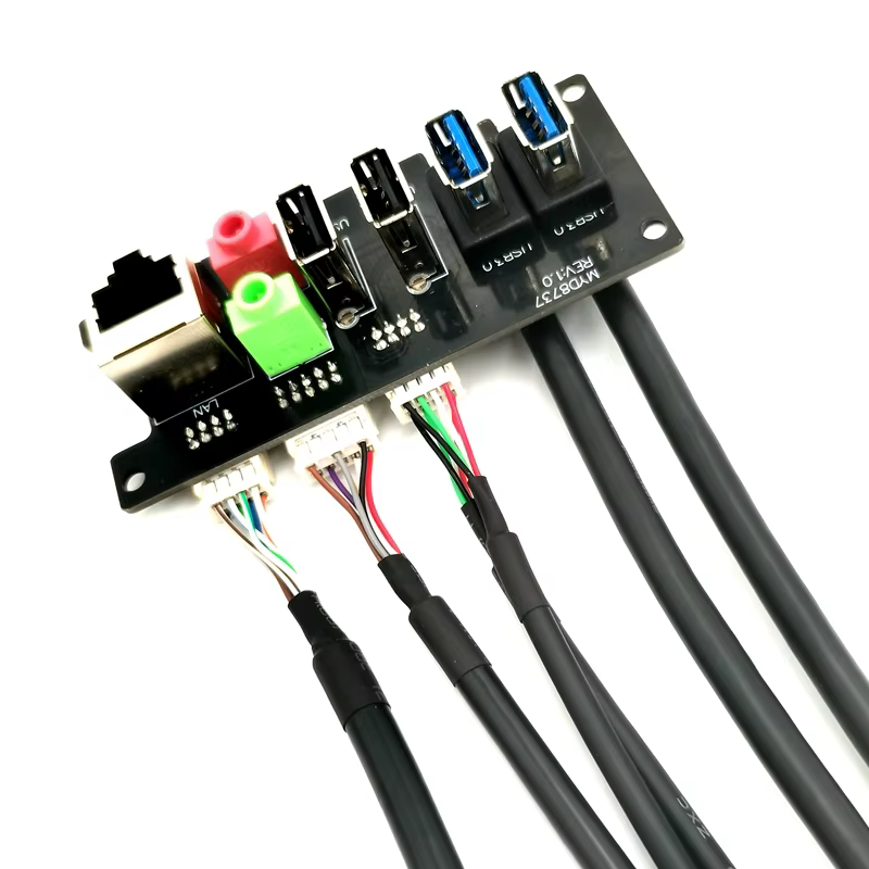 雙 USB 3.0 + 雙 USB 2.0 + RJ45 + HD Audio 電腦機殼前置 I/O 線纜組件