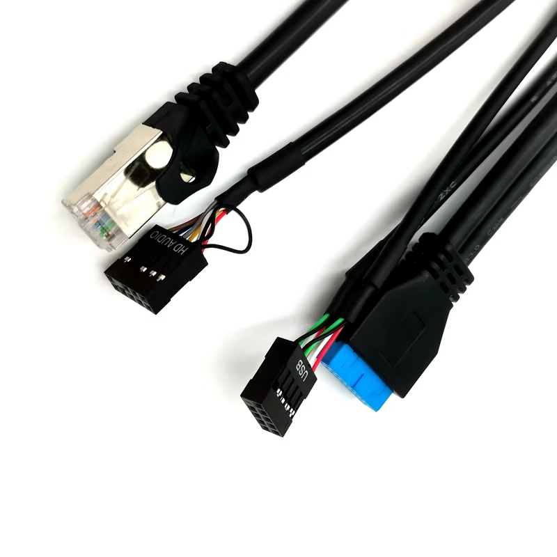 雙 USB 3.0 + 雙 USB 2.0 + RJ45 + HD Audio 電腦機殼前置 I/O 線纜組件