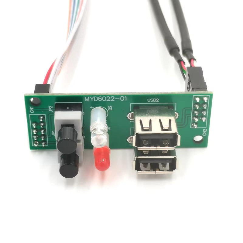 雙 USB 2.0 + HDD/電源 LED + 電源開關 電腦機殼前置 I/O 線纜組件