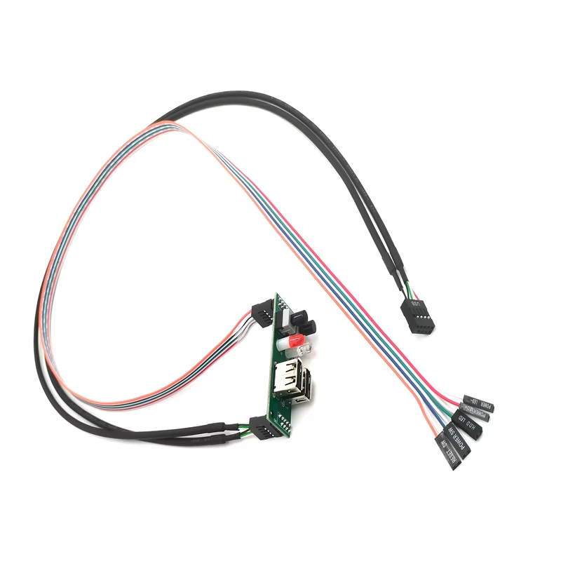 双 USB 2.0 + HDD/电源 LED + 电源开关 电脑机箱前置 I/O 线缆组件