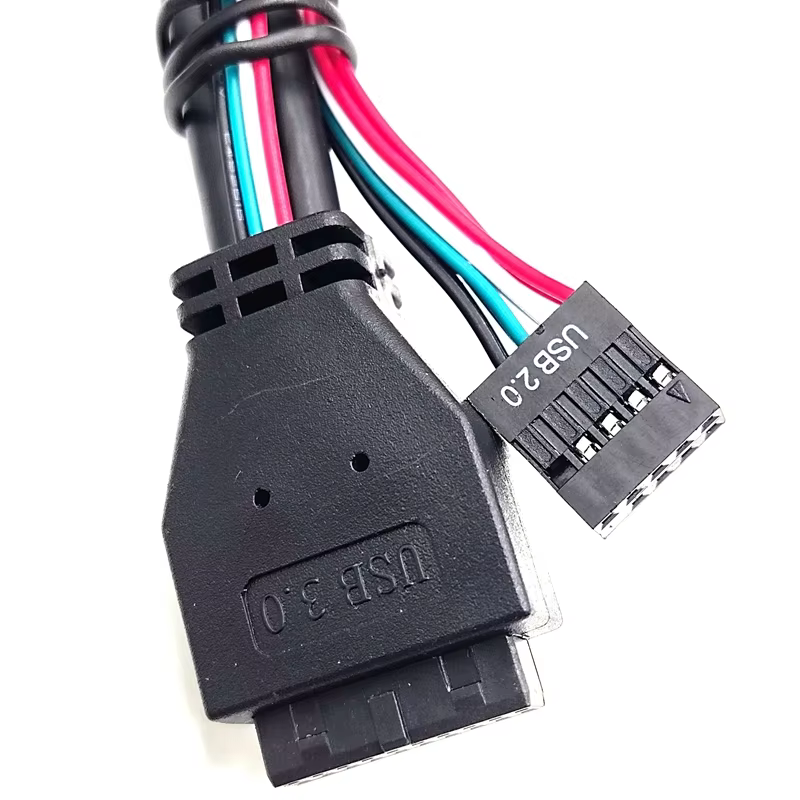 Dual USB3.0 Front Panel Cable for Computer HD Audio Jack Power LED SW LED Switch Female Stripped Computer Cases Towers Cables
