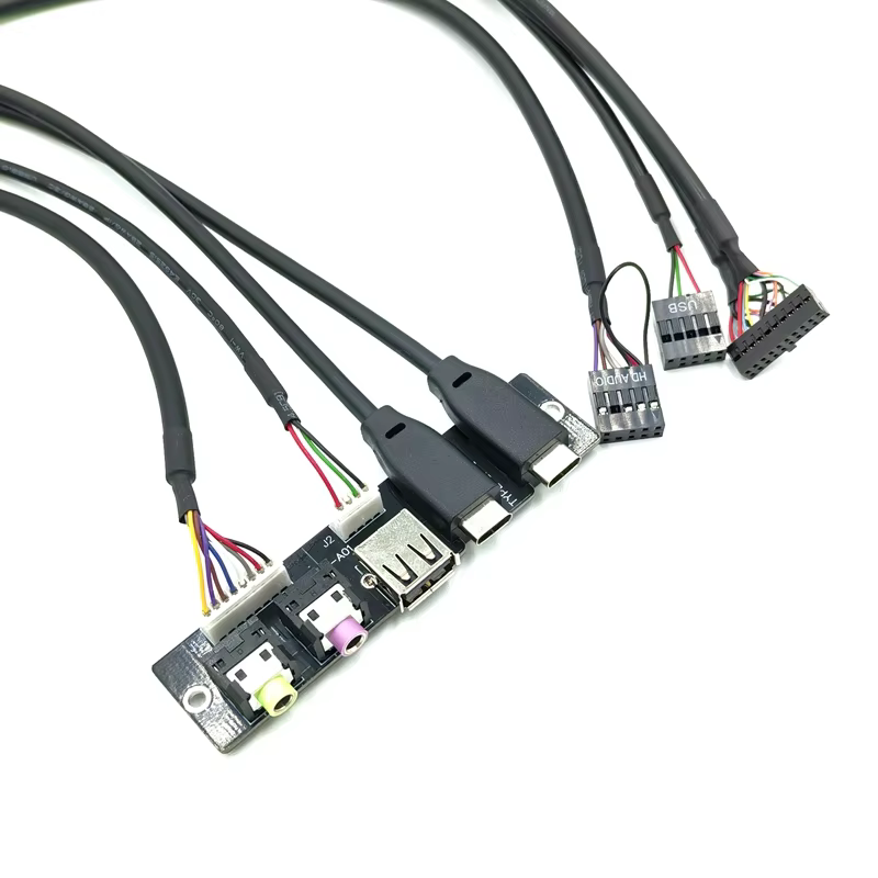 20pin Type-C USB3.0 60cm HD Audio 镀锡铜导体 电脑机箱前置 I/O 线缆组件