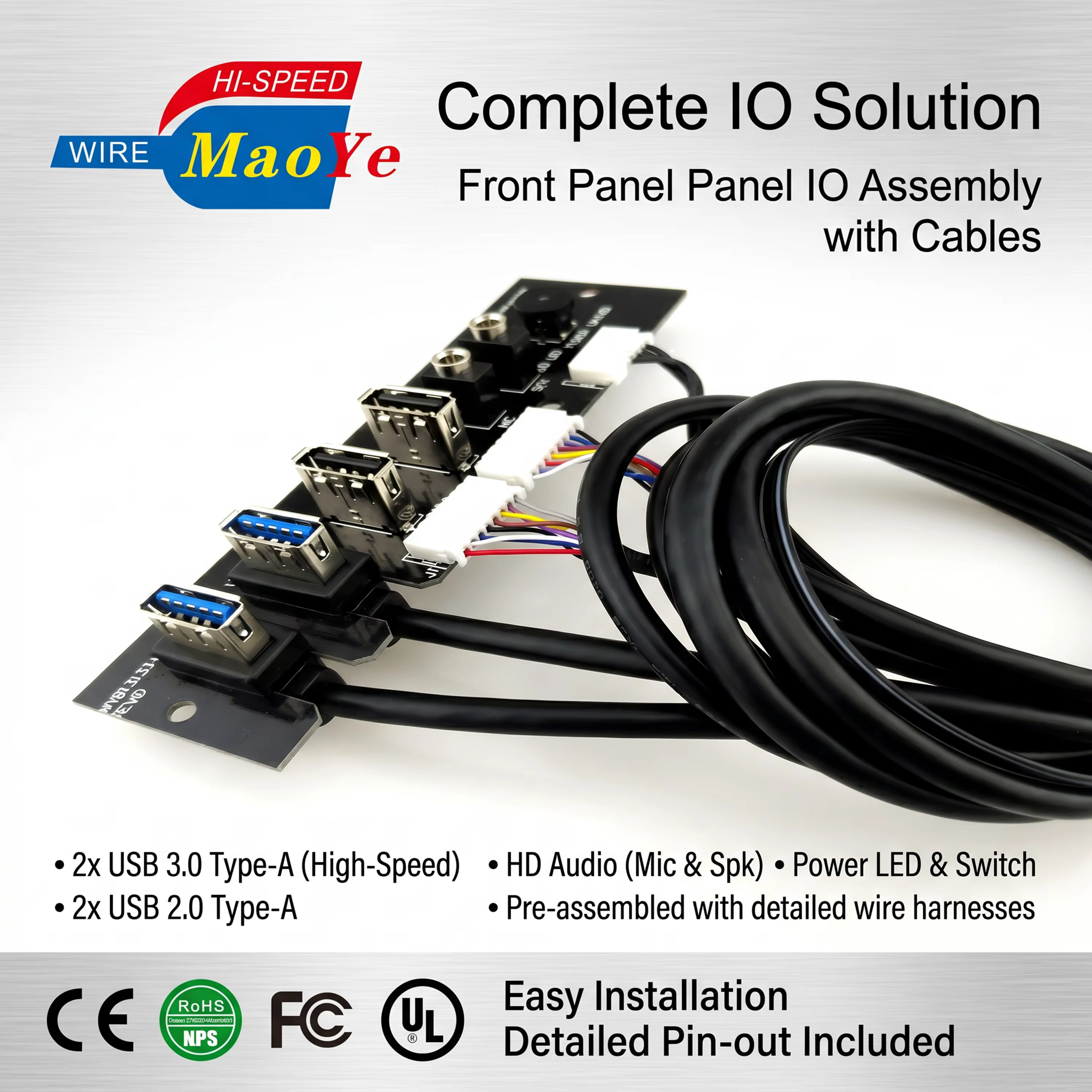 ATX USB3.0 HD Audio ITX / SFF 电脑机箱前置 I/O 线缆组件