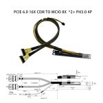 4P MCIO 8X PH3.0 4P PCIe 6.0 CEM 轉 MCIO 線纜組件