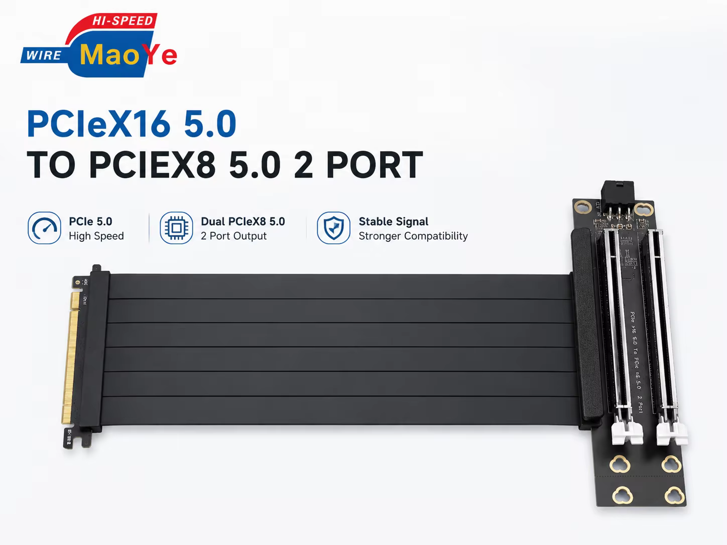 PCIe Gen5 x16 转双 x8 AI 服务器 PCIe 拆分扩展卡
