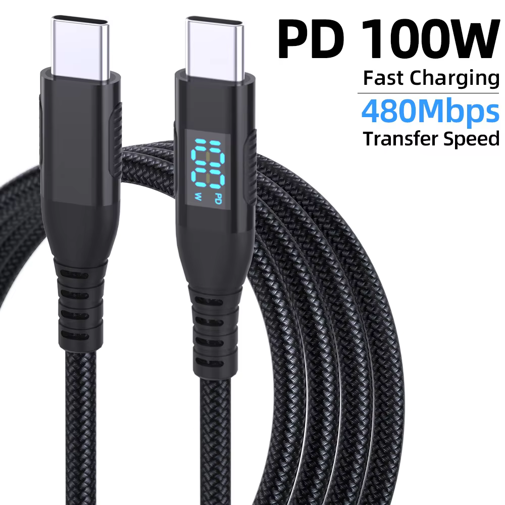 60W 100W 屏蔽 尼龍編織 USB 2.0 資料與充電線