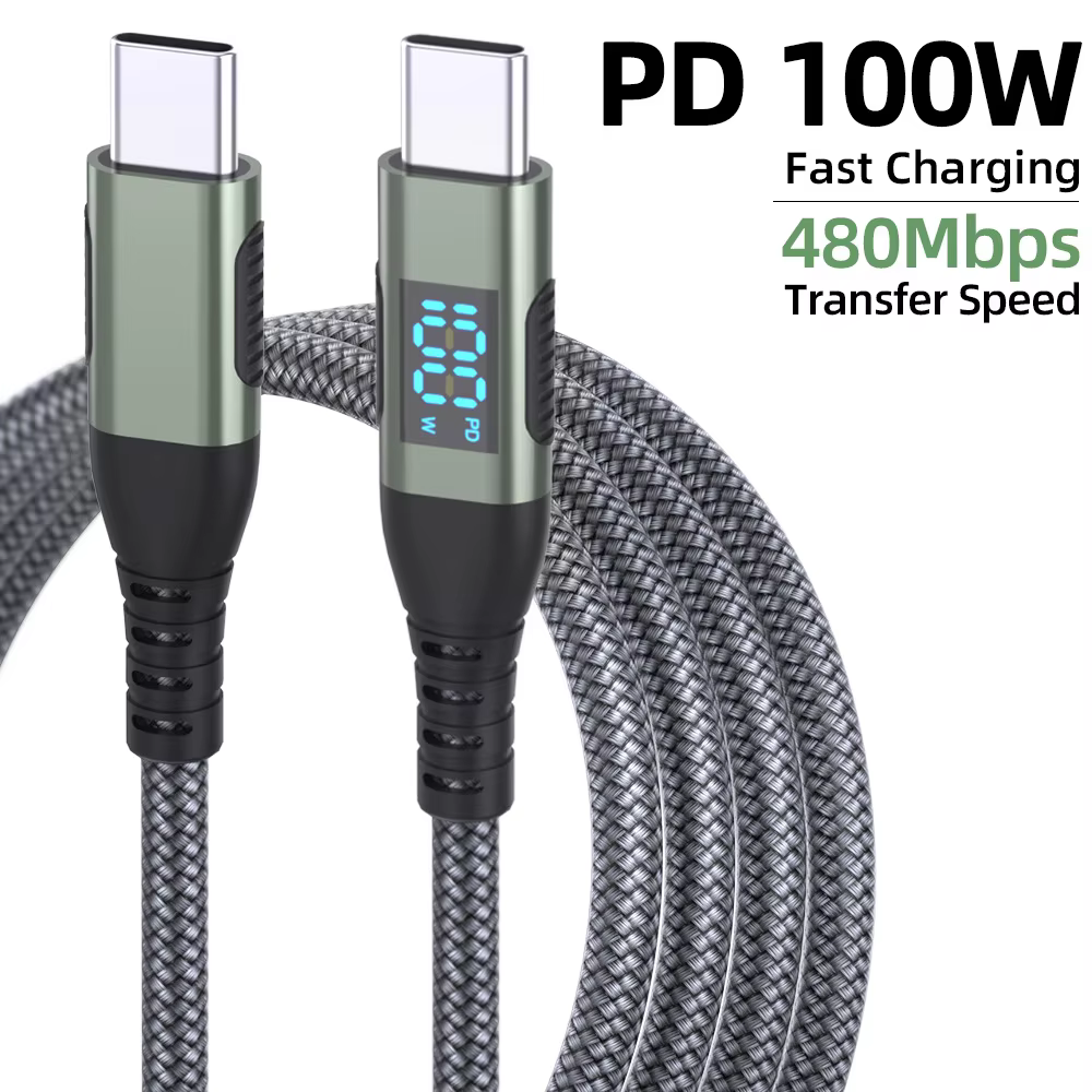 60W 100W 屏蔽 尼龍編織 USB 2.0 資料與充電線