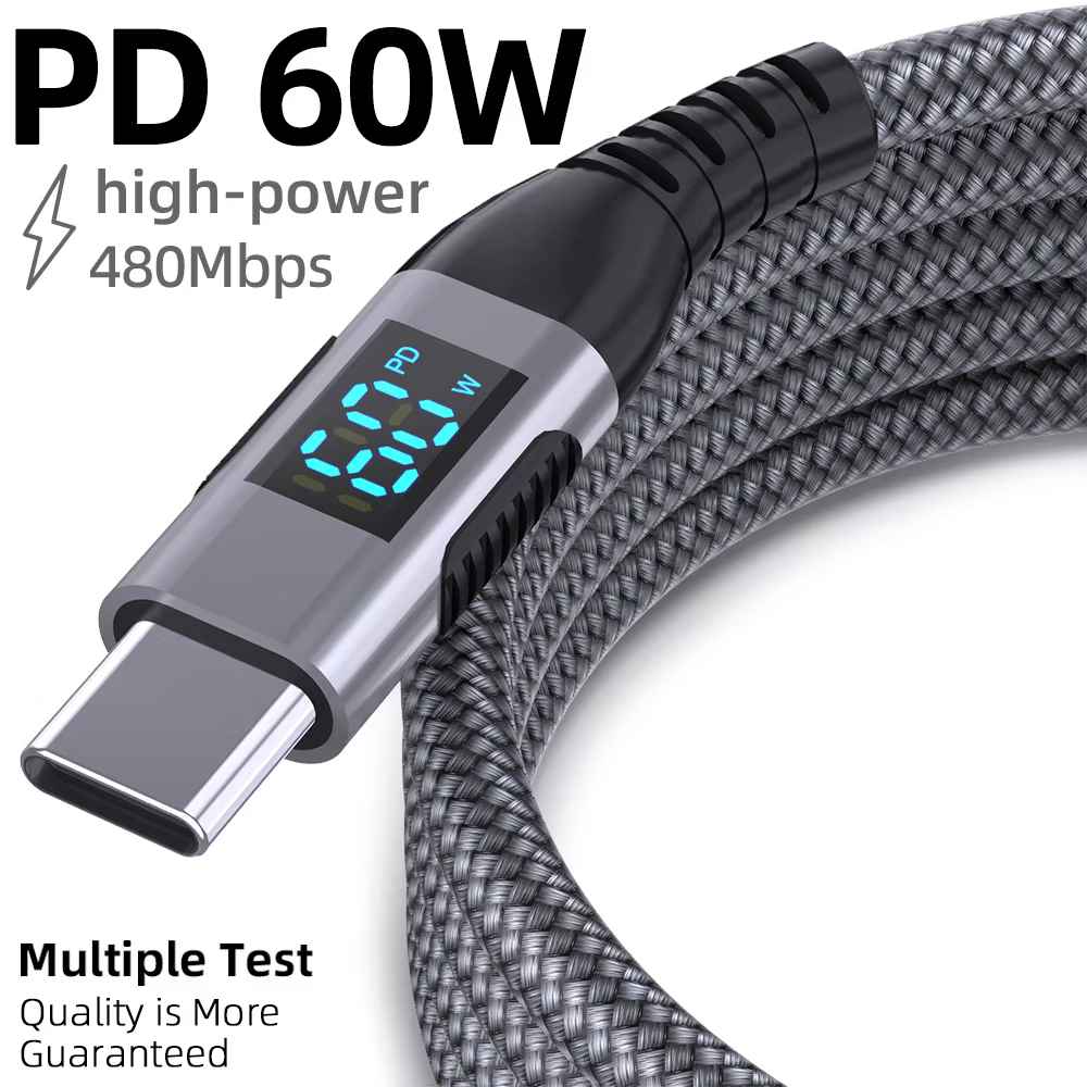60W 100W 屏蔽 尼龍編織 USB 2.0 資料與充電線