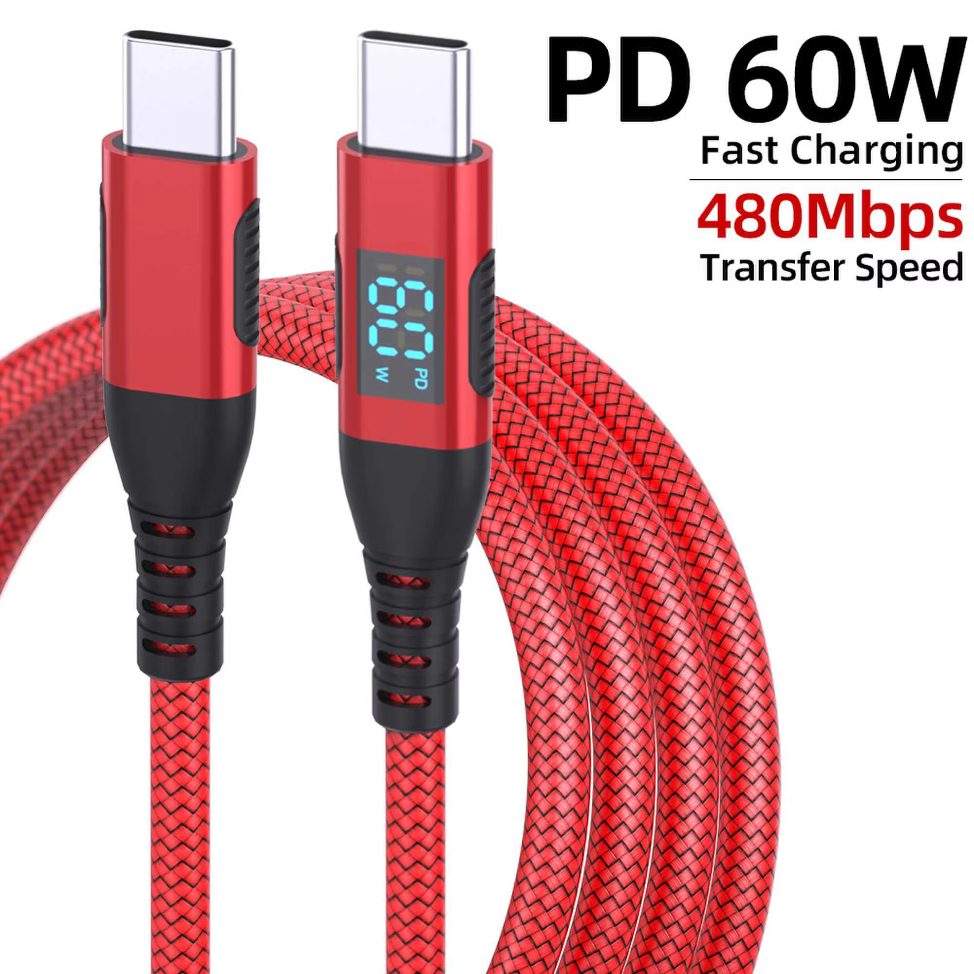 60W 尼龍編織 純銅導體 USB 2.0 資料與充電線