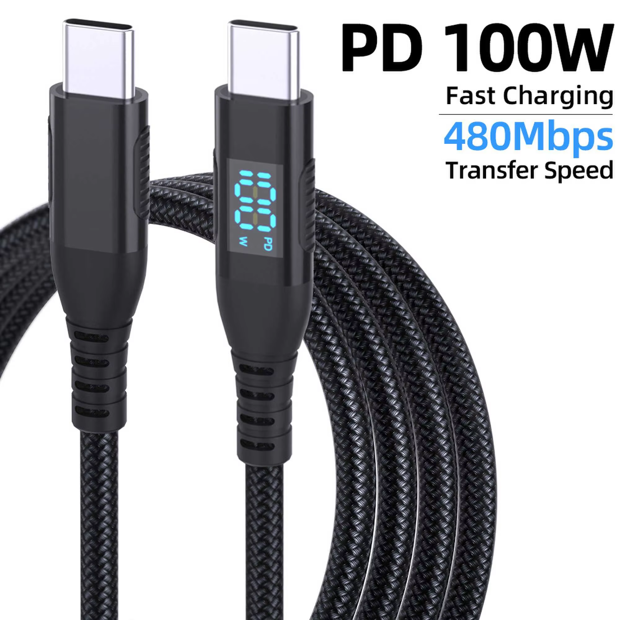 60W 尼龙编织 纯铜导体 USB 2.0 数据与充电线
