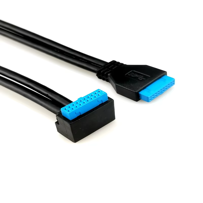 20pin USB 3.0 90° 镀锡铜导体 主板 USB 接口转接线
