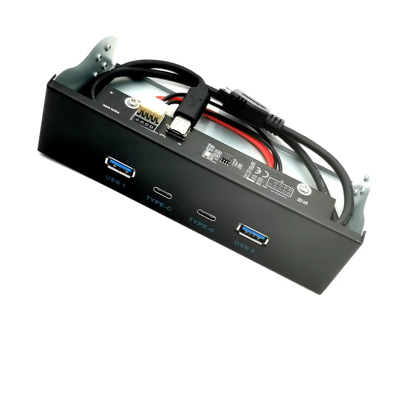 5.25″ Inch USB 3.0 and Type C Metal Front Panel USB Hub With 15 Pin SATA Power Connector Hub