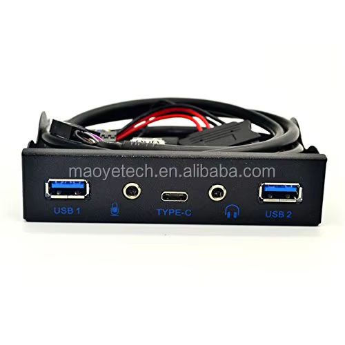 USB 3.0 2-Port 3.5 Inch Front Panel USB Hub With HD Audio Port/Microphone Port/USB 3.1 Type C Port for Desktop