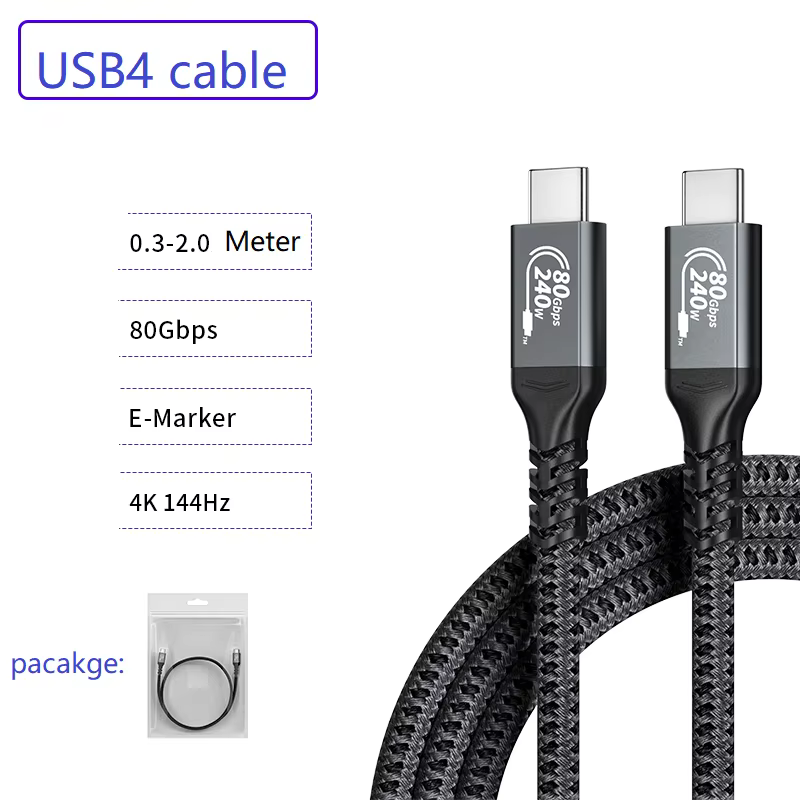 Type-C USB 3.1 Gen2 240W 4K60Hz 镀锡铜导体 USB 10Gbps 高速传输线