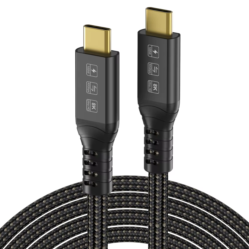 Type-C 轉 Type-C Thunderbolt 5 16K 60HZ 240W 16K 60HZ 屏蔽 USB4 80Gbps / 120Gbps 高速傳輸線