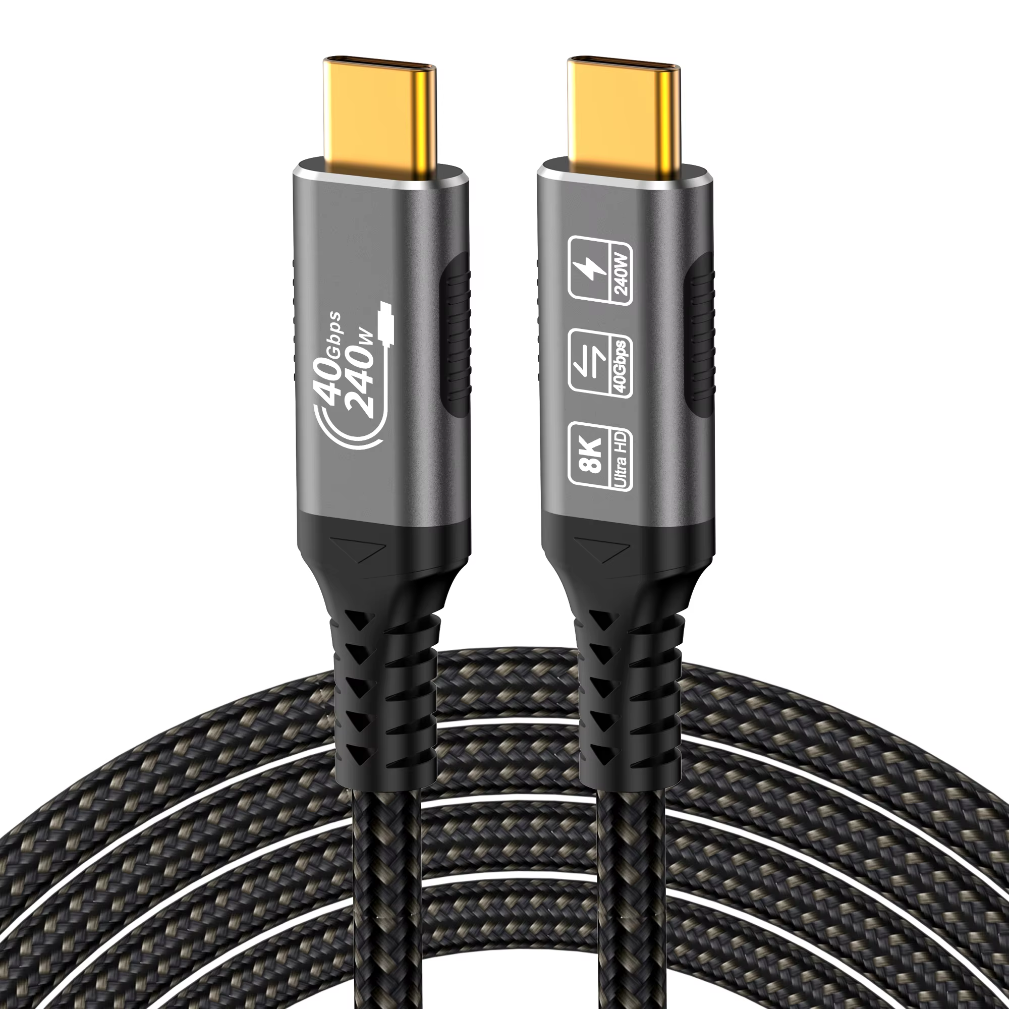 Type-C 轉 Type-C Thunderbolt 5 16K 60HZ 240W 16K 60HZ 屏蔽 USB4 80Gbps / 120Gbps 高速傳輸線