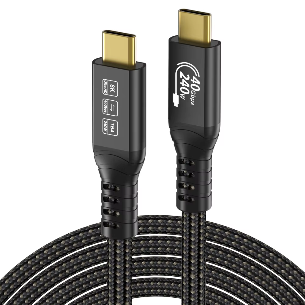 Type-C 轉 Type-C Thunderbolt 5 16K 60HZ 240W 16K 60HZ 屏蔽 USB4 80Gbps / 120Gbps 高速傳輸線