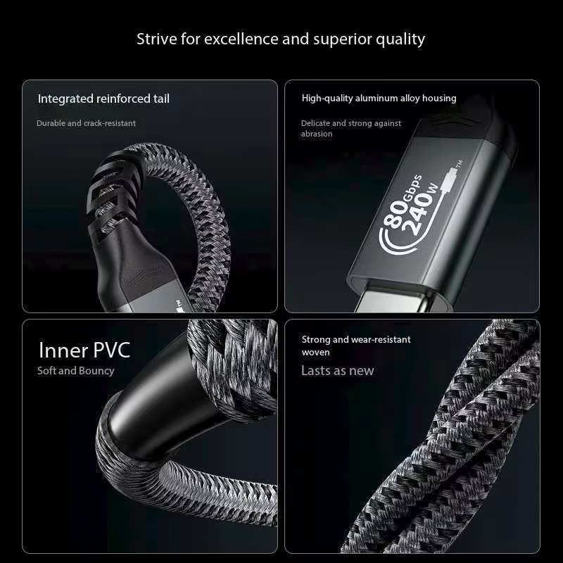 USB 3.1 240W 16K 8K USB4 80Gbps / 120Gbps 高速传输线