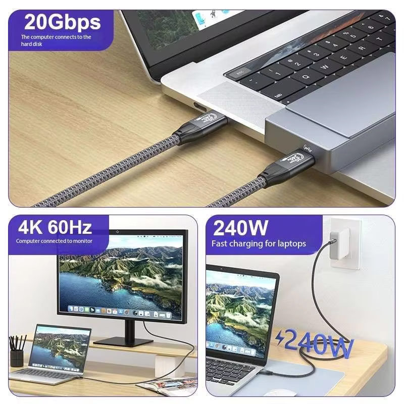 USB C 转 C Type-C 240W USB 20Gbps 高速传输线
