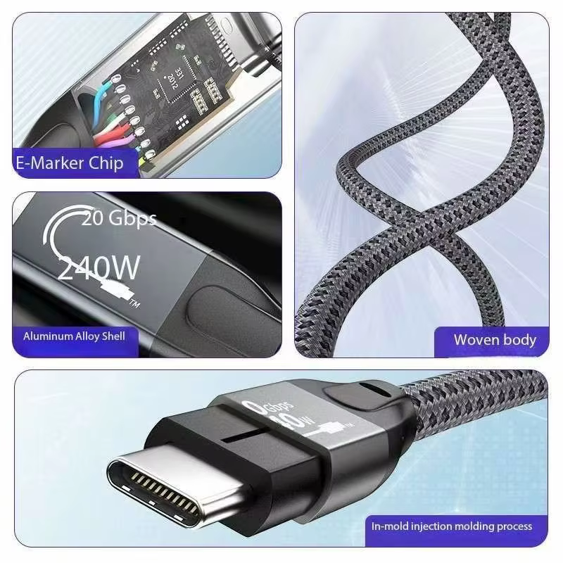 USB C 转 C Type-C 240W USB 20Gbps 高速传输线