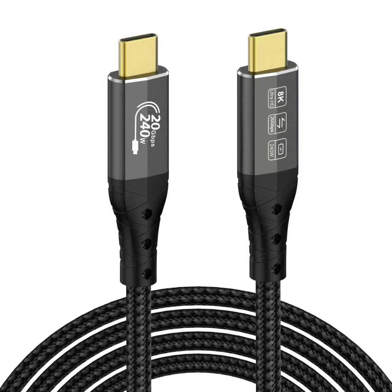USB-C 100W 240W 屏蔽 纯铜导体 USB 20Gbps 高速传输线