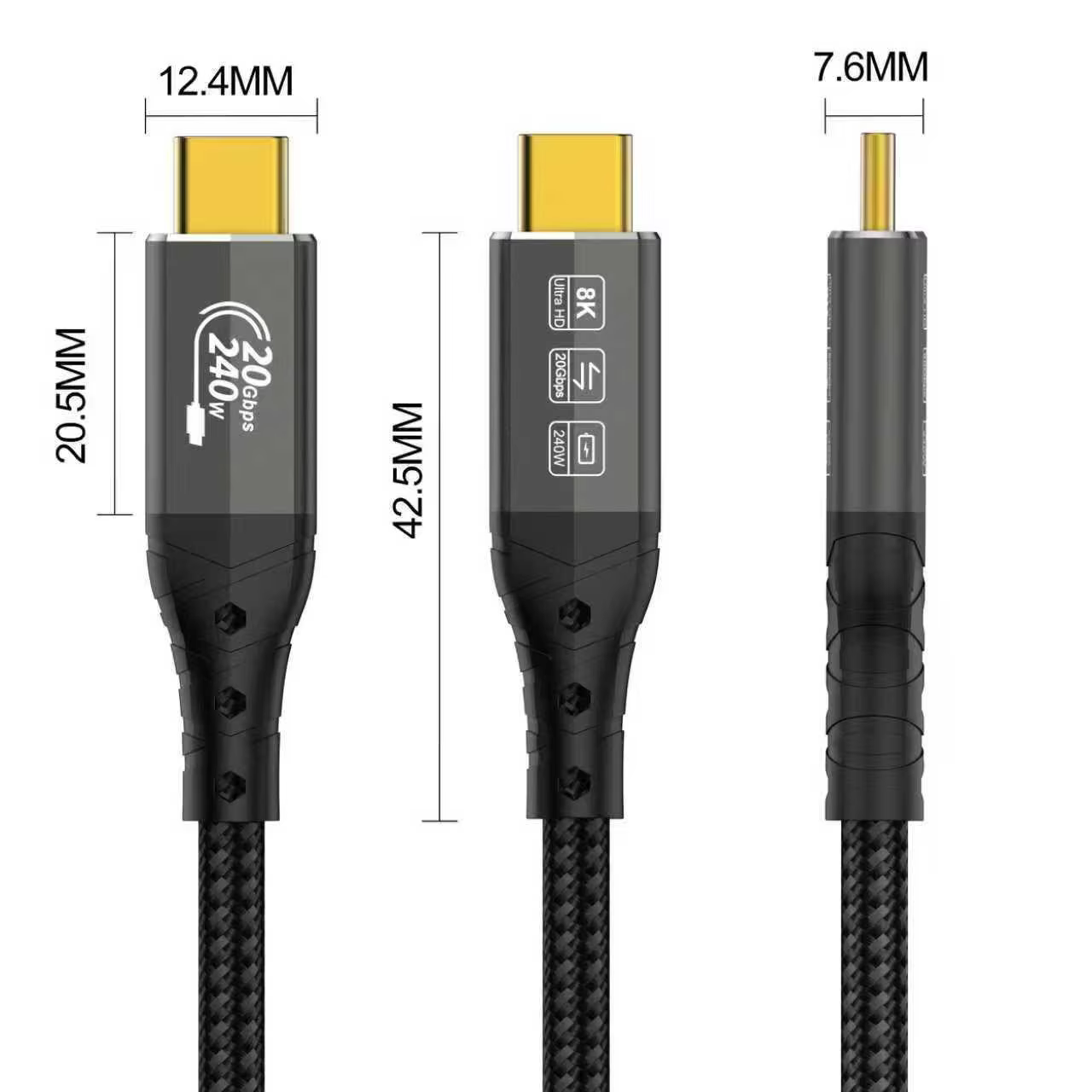USB-C 100W 240W 屏蔽 純銅導體 USB 20Gbps 高速傳輸線