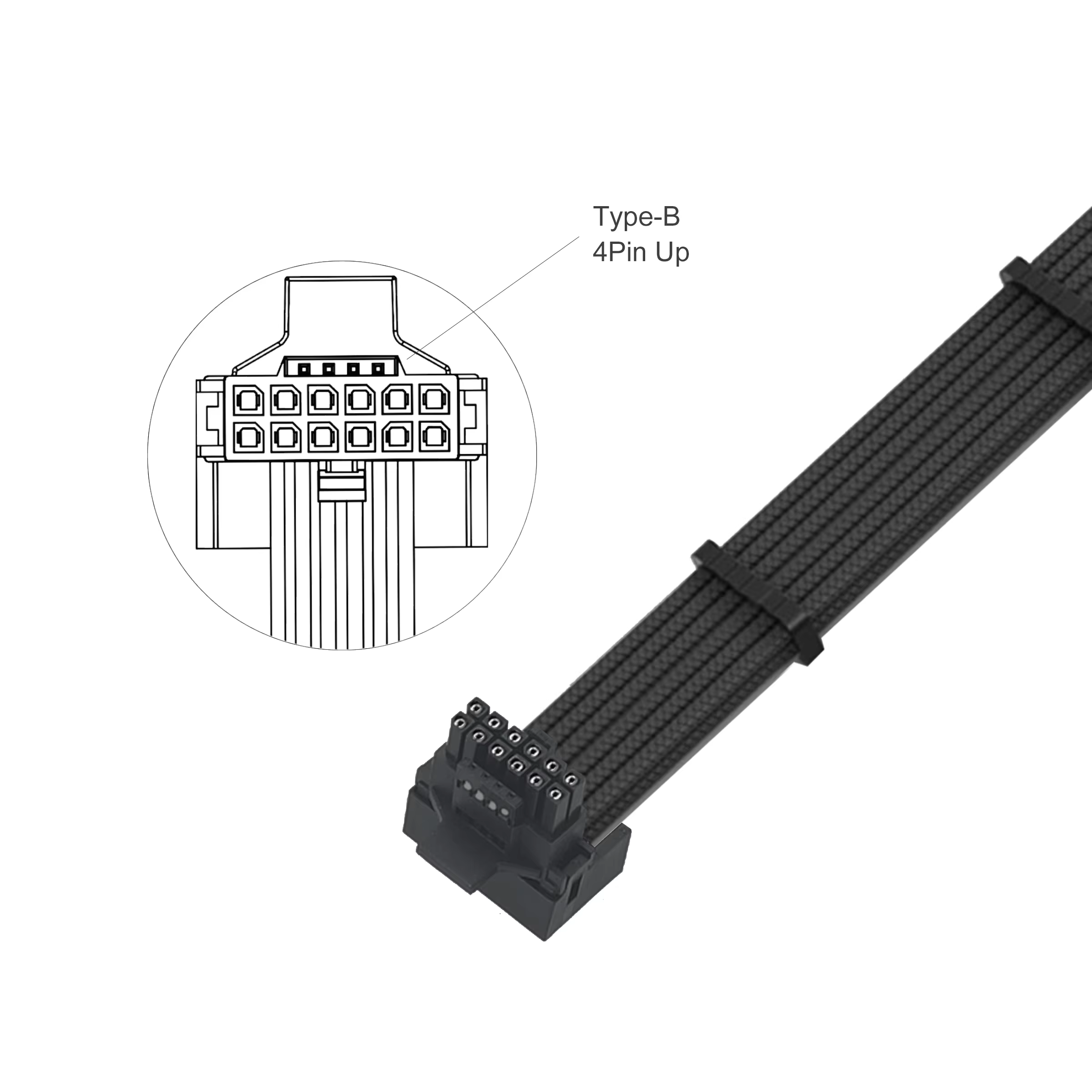 12+4Pin 4Pin PCIe5.0 600W 公對母 12V-2x6 / 12VHPWR 顯示卡電源線