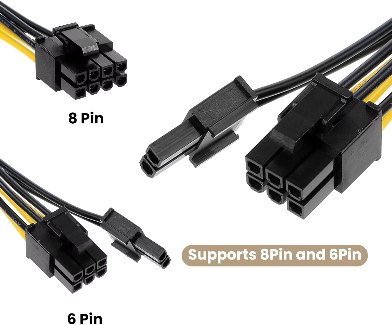 6 Pin 转 8 Pin PCIe 6Pin / 8Pin 显卡电源线