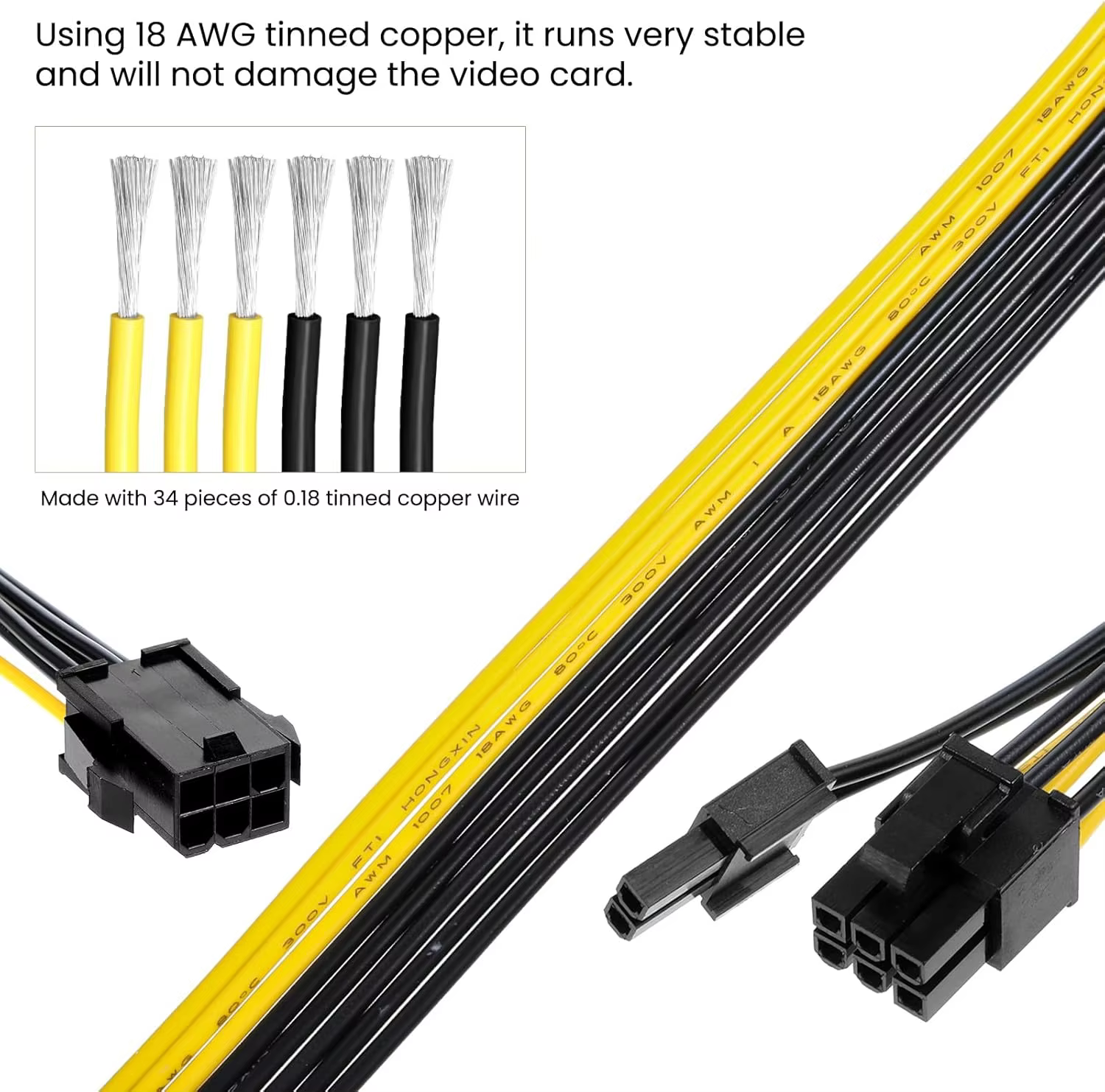 6 Pin 转 8 Pin PCIe 6Pin / 8Pin 显卡电源线